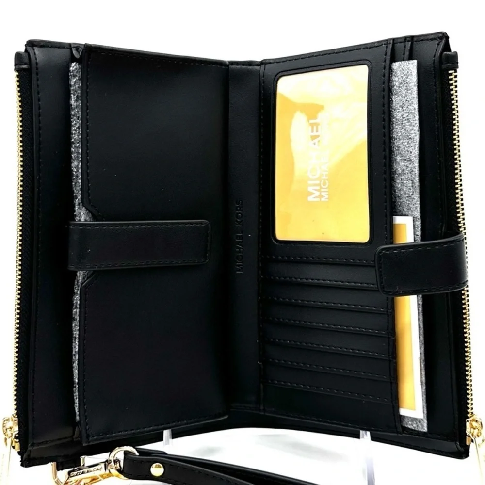 Michael Kors Large Double Zip Wallet Wristlet Black Multi